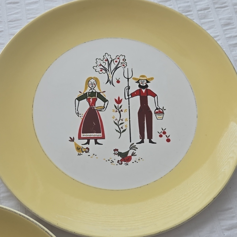 Vintage Rhythm by Homer Laughlin Farmer's Wife 10" Dinner Plates E60N5 5 Plates - Picture 11 of 14